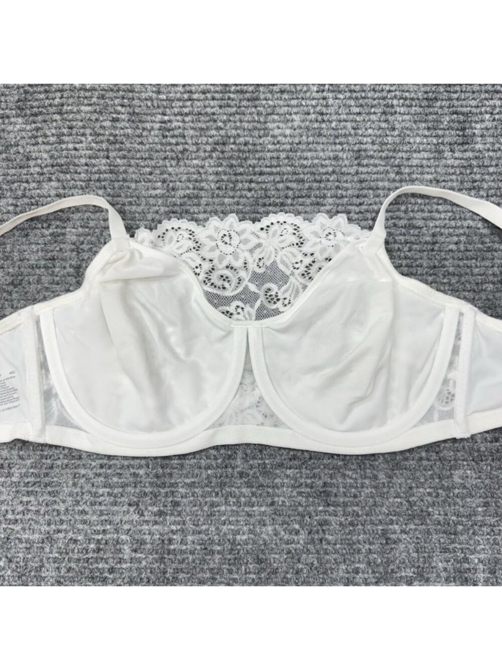 Olga Bra 40C Pretty Lace Cami Underwire Unlined White Floral Overlay 35263 - Picture 4 of 6
